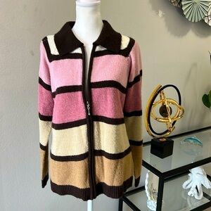 JASONMAXWELL: New Women’s Zipper Front Long Sleeve, Multi Colored Sweater, Sz M